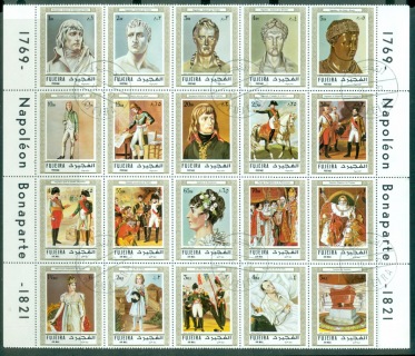 Fujeira-1972-Mi978-997-Napoleon-Bonaparte-150th-Death-Anniversary-Sheet-no-selvedge-TB-CTO