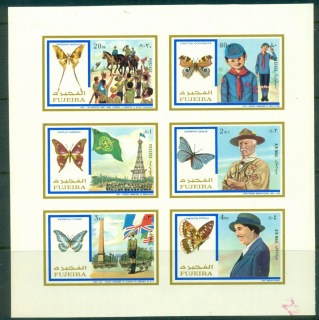 Fujeira-1972-Mi999-1004B-Boy-Scouts-Butterflies-sheetlet-IMPERF-MLH