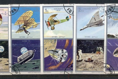 Fujeira-1971-Mi622-626-Airplanes-Spacecraft-CTO