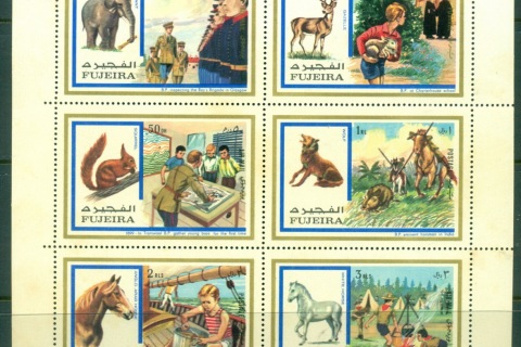Fujeira-1972-Mi896-901-Boy-Scouts-Animals-sheetlet-MLH