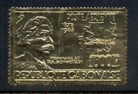 Gabon 1965 Albert Schweitzer Gold Foil Embossed