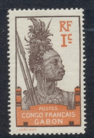 Gabon 1910 Pictorial Inscr. Congo Francais 1c