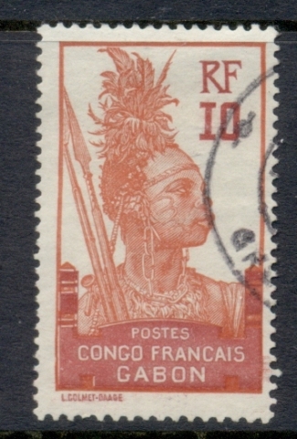 Gabon 1910 Pictorial Inscr. Congo Francais 10c