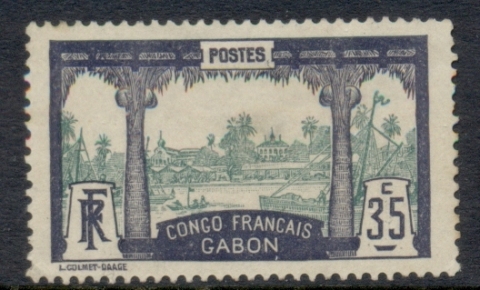 Gabon 1910 Pictorial Inscr. Congo Francais 35c