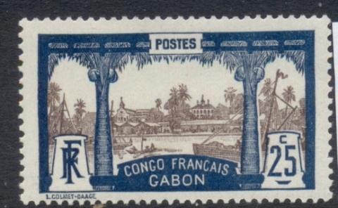 Gabon 1910 Pictorial Inscr. Congo Francais 25c