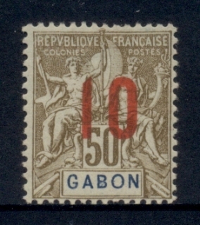 Gabon 1912 Navigation & Commerce Surch. 10c on 50c