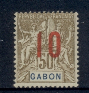 Gabon 1912 Navigation & Commerce Surch. 10c on 50c