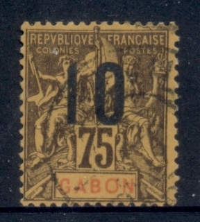 Gabon 1912 Navigation & Commerce Surch. 10c on 75c