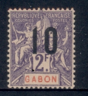 Gabon 1912 Navigation & Commerce Surch. 10c on 2f