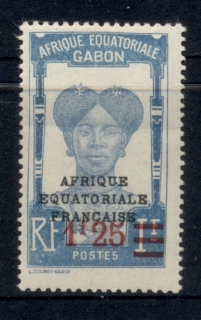 Gabon 1925-28 Pictorial Opt. Afrique Equatorial Francaise + surch 1.25f on 1f