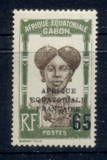 Gabon 1925-28 Pictorial Opt. Afrique Equatorial Francaise + surch 65c on 1f