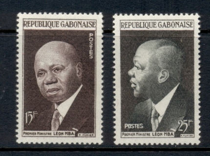 Gabon 1959 Prime Minister Leon Mba