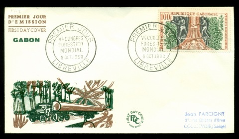 Gabon 1960 Workmen Felling Tree FDC