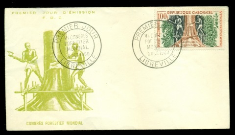 Gabon 1960 Workmen Felling Tree FDC