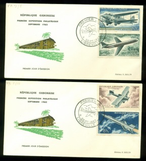 Gabon 1962 Development of Air Transport 2xFDC