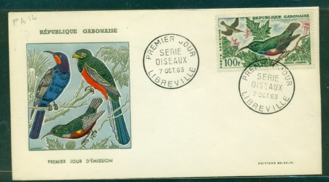 Gabon 1963 Bird, Johanna's Sunbird 100f FDC