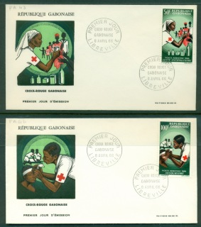 Gabon 1966 Red Cross 2xFDC