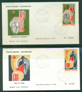 Gabon 1967 Red Cross 2xFDC