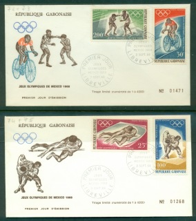 Gabon 1968 Summer Olympics Mexico City 2xFDC