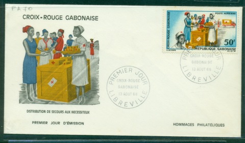 Gabon 1968 Distribution of red Cross Gifts 50f FDC