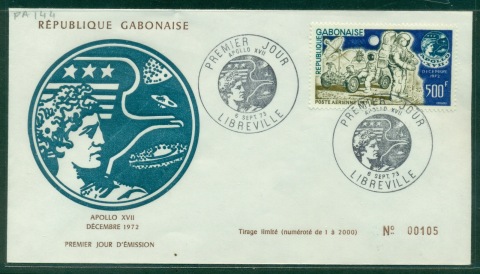 Gabon 1973 Apollo 17 Moon Mission FDC