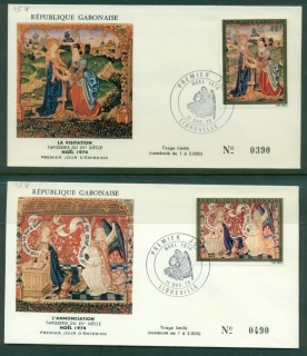 Gabon 1974 Xmas, Tapestries 2xFDC