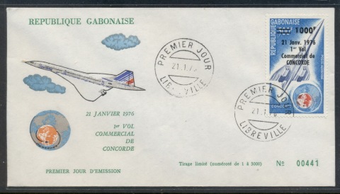 Gabon 1975 Concorde Surcharged FDC