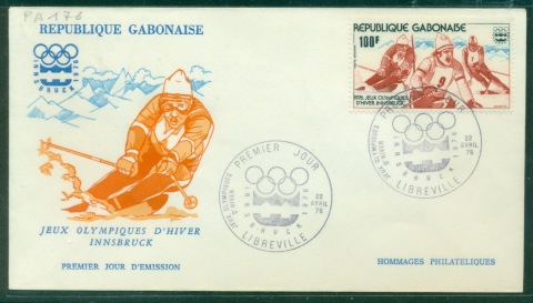 Gabon 1976 Winter Olympics Innsbruck 100f Slalom FDC