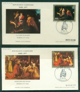 Gabon 1977 Xmas, Paintings by Rubens 2xFDC