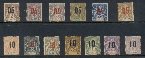 Gabon 1912 Navigation & Commerce surcharges