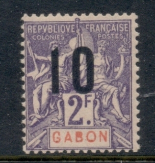 Gabon 1912 Navigation & Commerce surcharge 10c on 2f