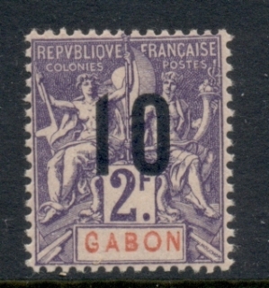 Gabon 1912 Navigation & Commerce surcharge 10c on 2f