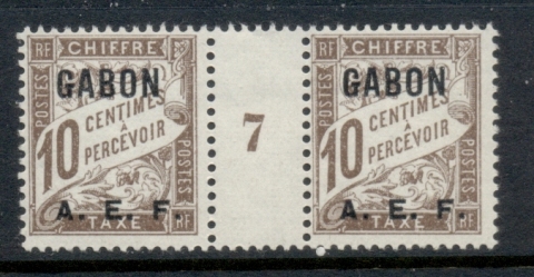 Gabon 1928 Postage Due 10c #7 gutter pr