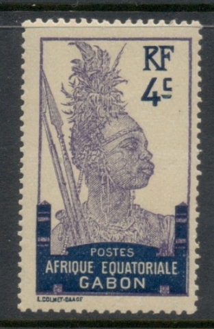 Gabon 1910-22 Pictorial, Fang Warrior, Afrique Equatoriale 4c