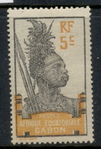 Gabon 1910-22 Pictorial, Fang Warrior, Afrique Equatoriale 5c