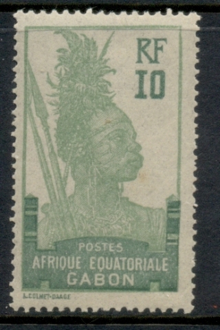 Gabon 1910-22 Pictorial, Fang Warrior, Afrique Equatoriale 10c