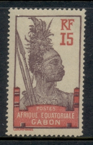 Gabon 1910-22 Pictorial, Fang Warrior, Afrique Equatoriale 15c