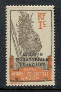 Gabon 1924-31 Pictorial, Fang Warrior, Opt Afrique Equatoriale Francaise 1c