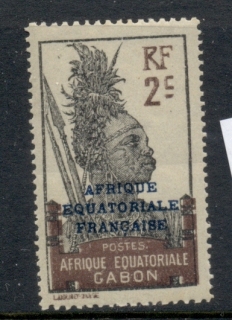 Gabon 1924-31 Pictorial, Fang Warrior, Opt Afrique Equatoriale Francaise 2c