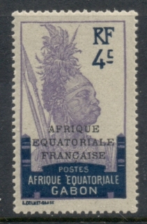 Gabon 1924-31 Pictorial, Fang Warrior, Opt Afrique Equatoriale Francaise 4c