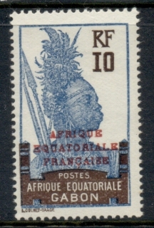 Gabon 1924-31 Pictorial, Fang Warrior, Opt Afrique Equatoriale Francaise 10c