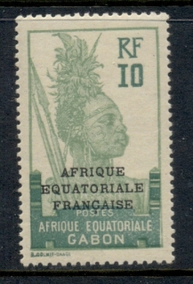 Gabon 1924-31 Pictorial, Fang Warrior, Opt Afrique Equatoriale Francaise 10c