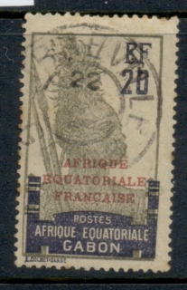 Gabon 1924-31 Pictorial, Fang Woman, Opt Afrique Equatoriale Francaise 20c