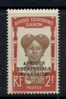 Gabon 1924-31 Pictorial, Fang Woman, Opt Afrique Equatoriale Francaise 2f