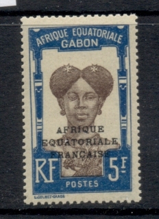 Gabon 1924-31 Pictorial, Fang Woman, Opt Afrique Equatoriale Francaise 5f