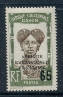 Gabon 1925-28 Pictorial, Fang Woman, Opt Afrique Equatoriale Francaise Surch 65c on 1f