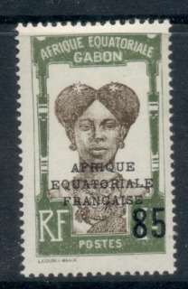 Gabon 1925-28 Pictorial, Fang Woman, Opt Afrique Equatoriale Francaise Surch 85c on 1f