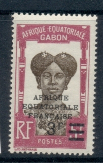 Gabon 1925-28 Pictorial, Fang Woman, Opt Afrique Equatoriale Francaise Surch 3f on 5f