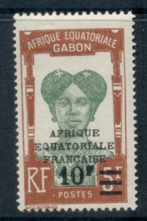 Gabon 1925-28 Pictorial, Fang Woman, Opt Afrique Equatoriale Francaise Surch 10f on 5f