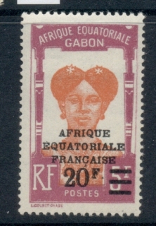 Gabon 1925-28 Pictorial, Fang Woman, Opt Afrique Equatoriale Francaise Surch 20f on 5f